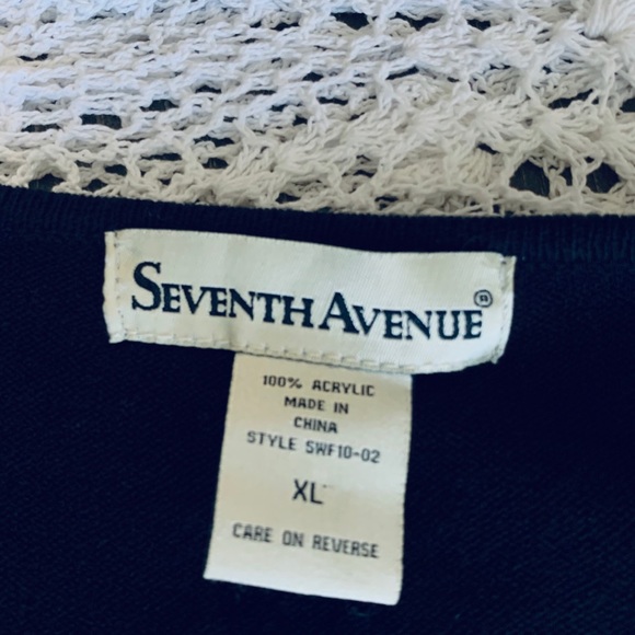 SEVENTH AVENUE BLACK KNIT CARDIGAN SWEATER WITH PEARL DESIGN - Picture 5 of 10